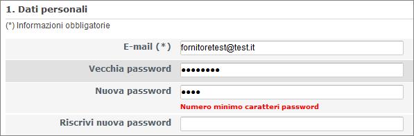 4.2 Regole scelta password Qui di seguito sono riportate le regole di scelta della password in fase di registrazione dell utente, in base alla configurazione scelta dal cliente per il quale ci si