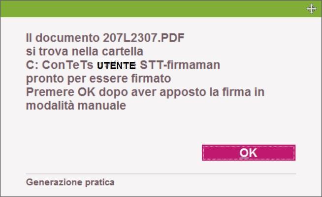 operazioni di firma della distinta di PRATICA o della copertina di UNICA: Mettendo la spunta sul campo suddetto, l utente avrà la possibilità di firmare le distinte in modalità completamente autonoma