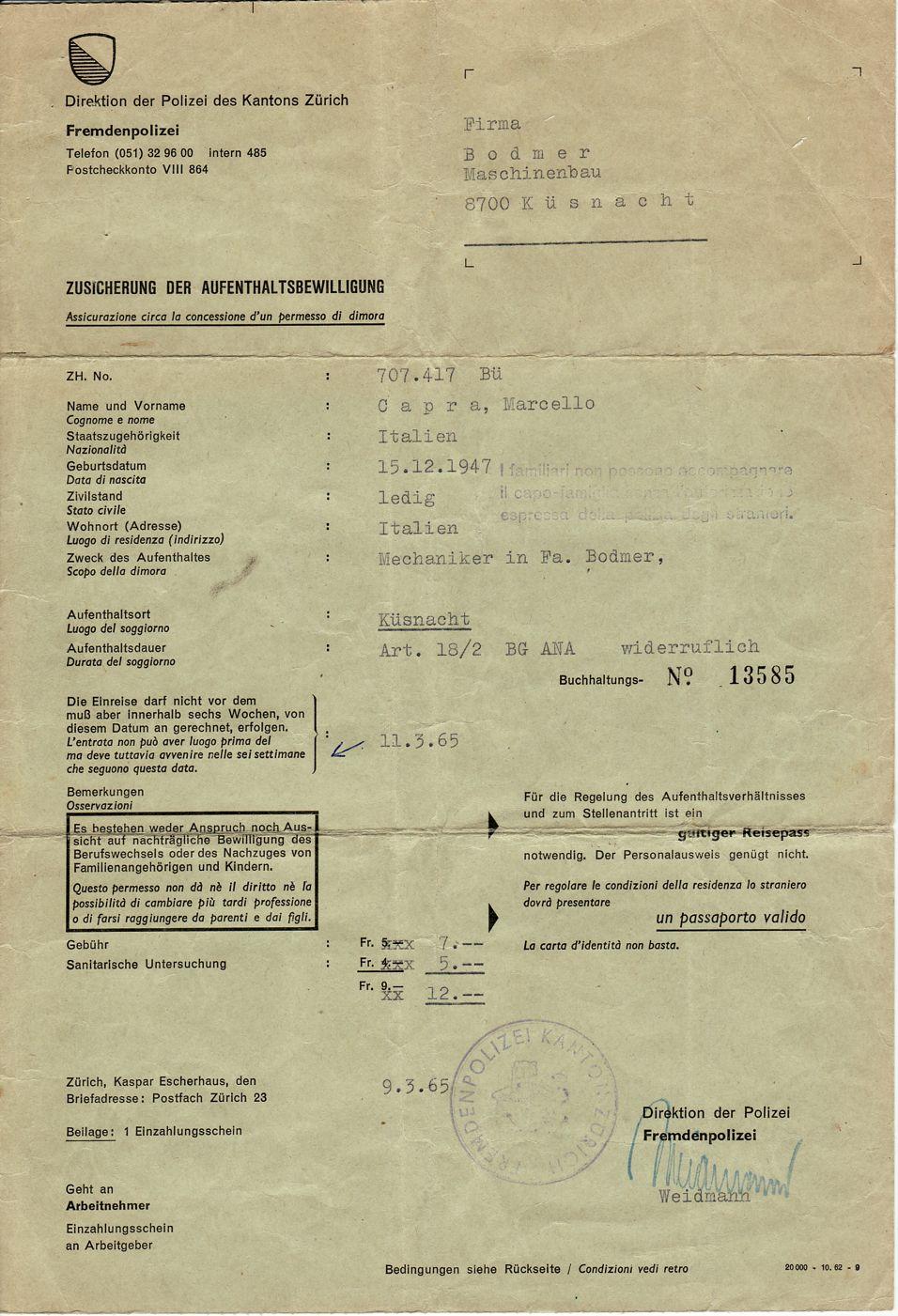 Fig. 2 - Assicurazione per la concessione del permesso di