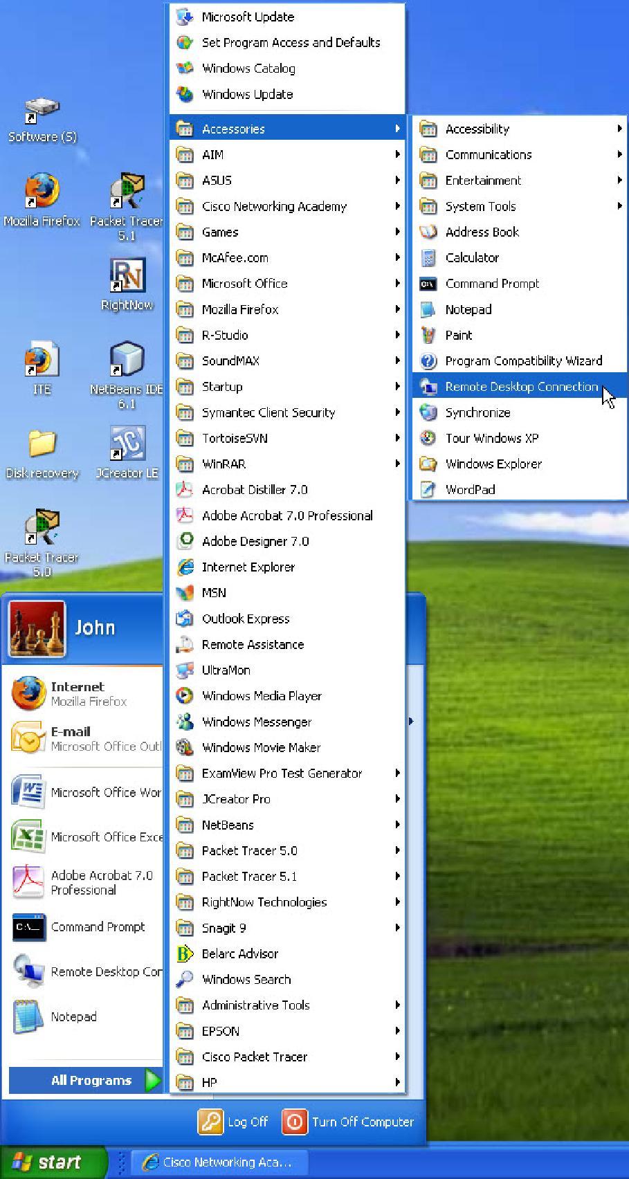 La finestra "Connessione Desktop Remoto" viene aperta.