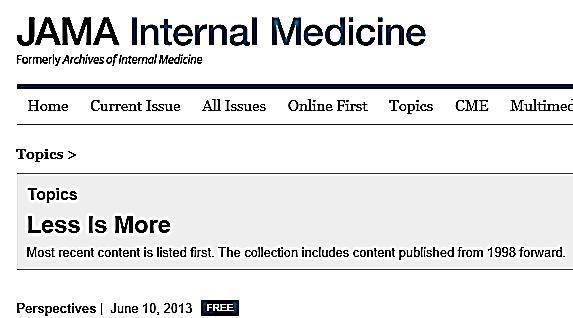 Less is More di JAMA The Journal of the American Medical