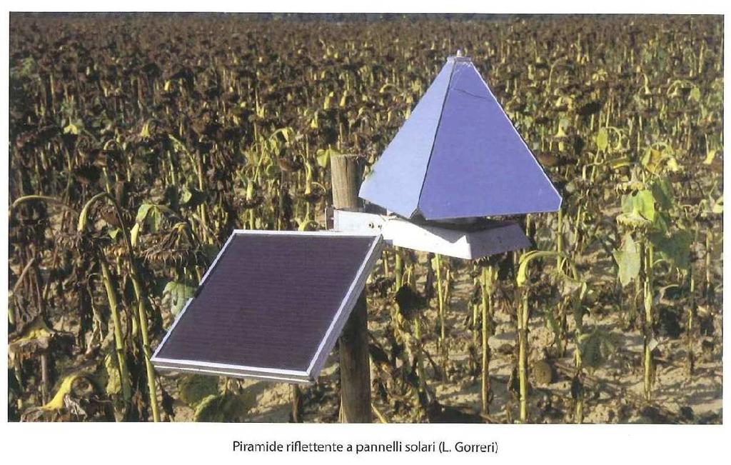 Protezioni visive Piramide riflettente alimentata con pannello fotovoltaico Protezioni olfattive Repellenti chimici I dissuasori di tipo chimico sono costituiti da sostanze repellenti che agiscono