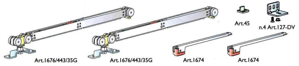 1676Y1626/G/C GUARNITURA STAFFA NORMALE PORTATA KG 80 per porte