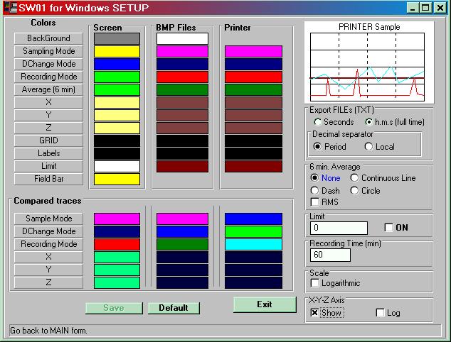 Setup : Con il pulsante di Setup si accede alla finestra delle impostazioni principali del programma.