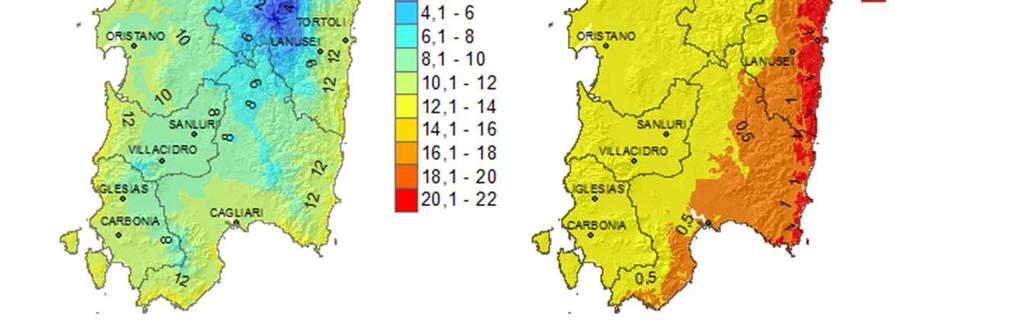 CONSIDERAZIONI CLIMATICHE Temperature Le medie delle temperature minime del mese mostrano valori crescenti da circa 0 C a +12 C.