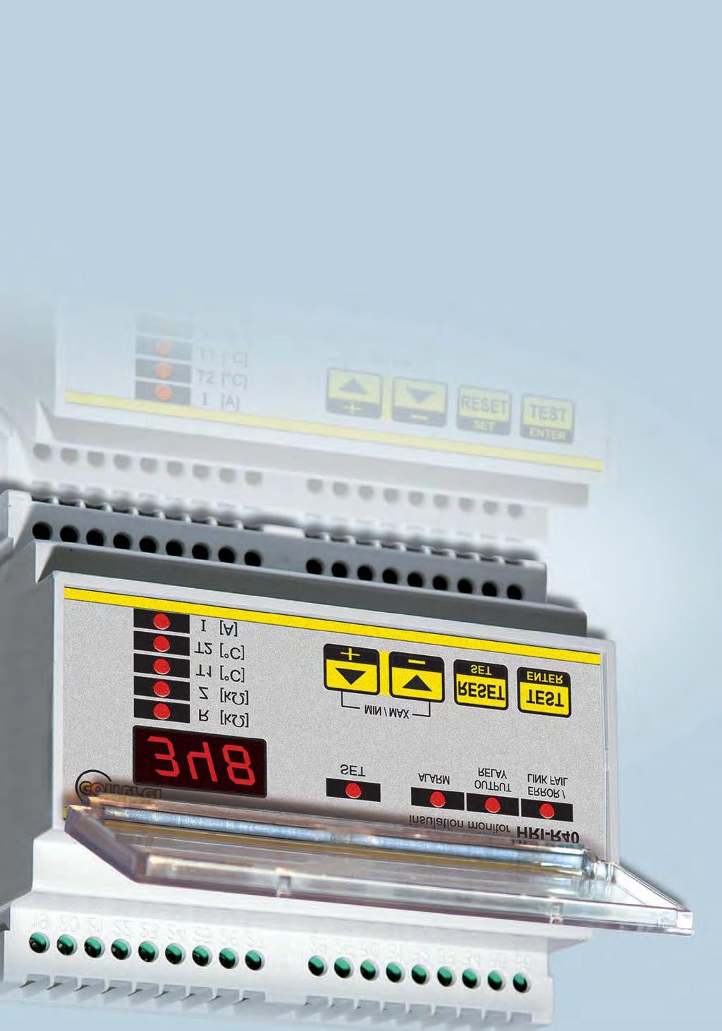 Serie RI I sorvegliatori di resistenza di isolamento della serie RI sono relè progettati per monitorare permanentemente l isolamento verso terra in reti monofasi o trifasi con neutro isolato da terra