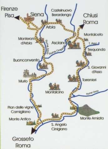 L anello si sviluppa per 140 km nelle campagne fra Siena e la Maremma, seguendo il