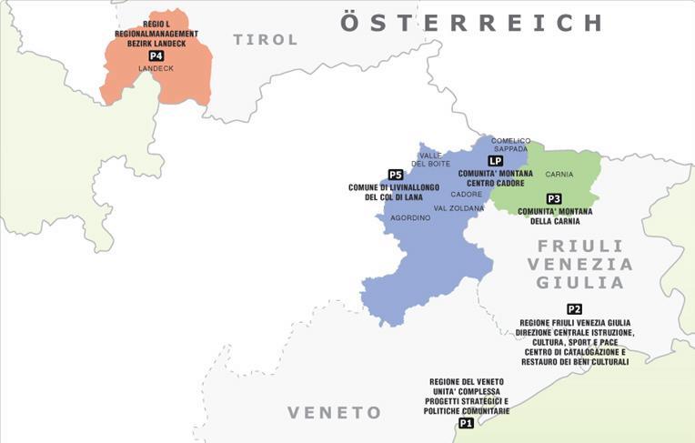 I PARTNER LP Comunità Montana Centro Cadore P1 - Regione del Veneto - Unità Complessa Progetti Strategici e Politiche comunitarie P2 - Regione Friuli Venezia Giulia - Centro di Catalogazione e