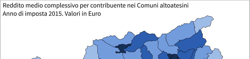 Figura 4 I cinque comuni con i redditi sivi medi più elevati sono Falzes (27.817 ), Brunico (27.315 ), Chienes (26.128 ), Appiano Sulla Strada Del Vino (26.128 ) e Bressanone (26.106 ).