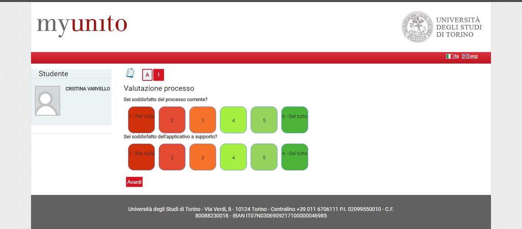 17. Indica la tua valutazione di questa procedura e poi clicca sul pulsante Avanti.