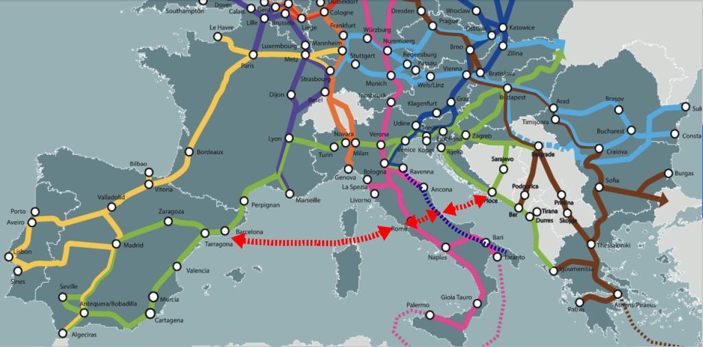 La proposta di diramazione del Corridoio Mediterraneo