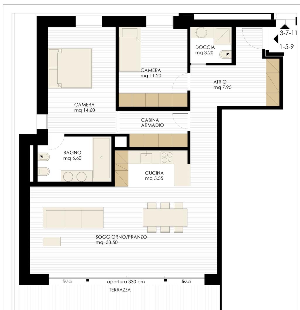 Appartamenti 1 & 5 & 9-3½ locali Appartamento 1 1º piano Appartamento 5 2º piano