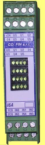 Interfaccia I6A Caratteristiche - Interfaccia 6 ingressi 110V su uscite 24VDC PNP. - Contenitore di dimensione ridotte (99x114.5x22.