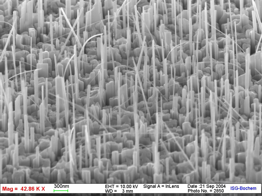 spigolo di assorbimento con il diametro del nanofilo per l