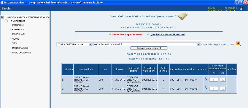 19-44 Cliccando sulla voce Piano colturale sarà