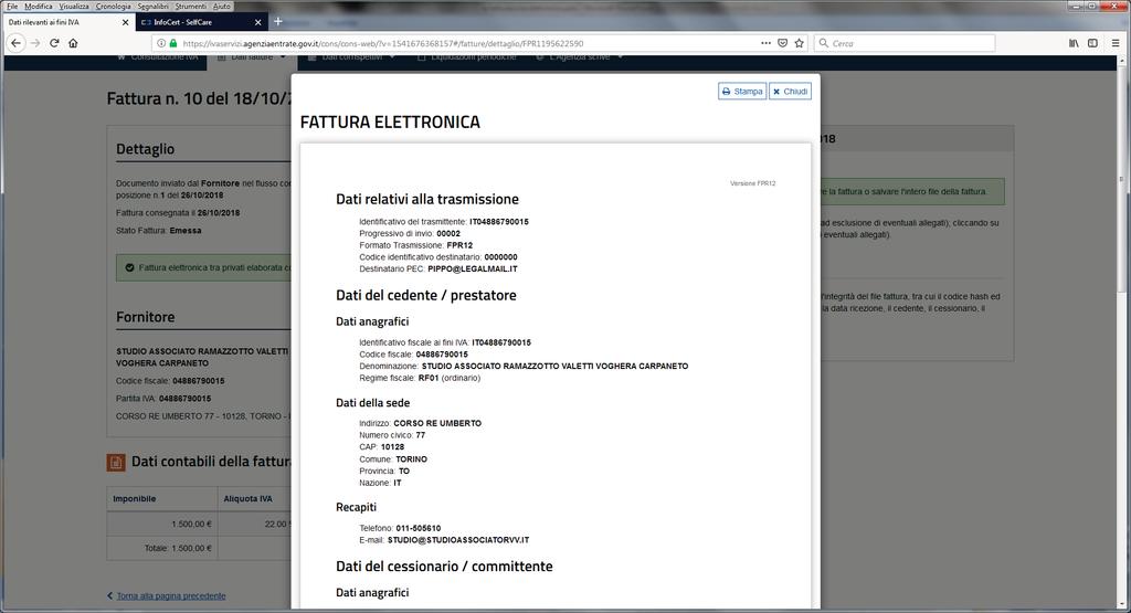 RICEZIONE DELLE FATTURE DAI PROPRI