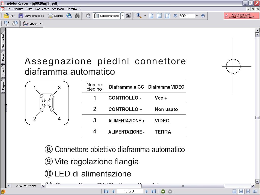 1. Adattatore treppiedi 2. Coperchio CCD 3. Interruttori DIP 4. Pulsanti di regolazione di fase linea 5. Interruttore modalità diaframma 6. Manopola regolazione livello diaframma 7.