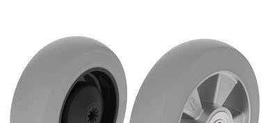 Serie: POES, ALES Ruote con anello in gomma morbida Blickle SoftMotion, corpo ruota in alluminio o poliammide 120 350 kg RoHS Durezza del rivestimento/anello 55 Shore A Resistenza termica -25 C +80 C