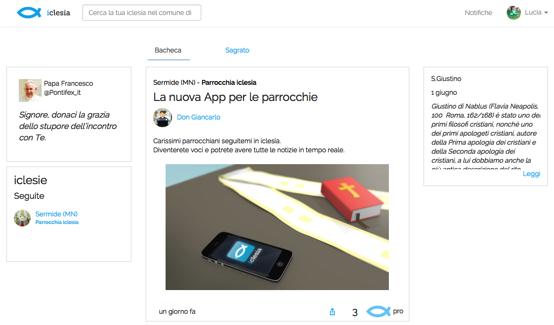 1.4 HOME PAGE PERSONALE CON ICLESIE Il click sul bottone SEGUI sulla pagina dell iclesia significa DIVENTARE VOCE e arricchire il DIARIO di notizie nella Sezione BACHECA e post nella sezione SAGRATO.