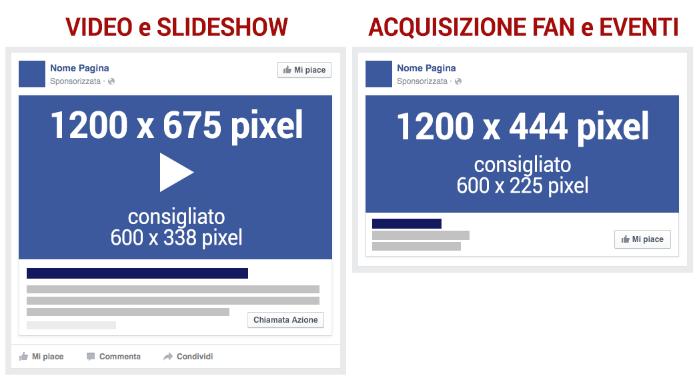 Infografica dimensioni dei vari media Per le immagini, come tipo di file ti consiglio di usare i.png che tengono meglio la qualità quando caricati in Facebook.