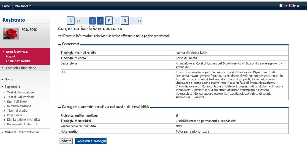 Riepilogo dati inseriti Fase 2 Se i dati