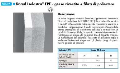 PER INTERNI: ISOLASTRE LASTRE IN GESSO RIVESTITO