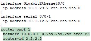 La prima cosa da fare consiste nell abilitare il protocollo OSPF sulle interfacce di interesse e associare a ciascun router il corrispondente Router-ID. 1.