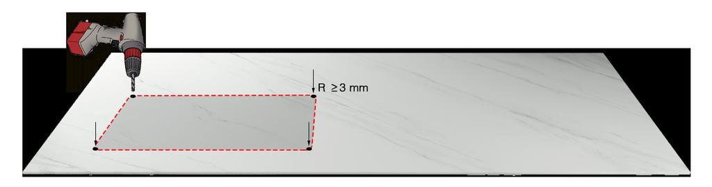 3. TAGLIO DI FORI Per l esecuzione di una cavità, forare per primi tutti gli angoli con una punta di raggio > 3 mm.
