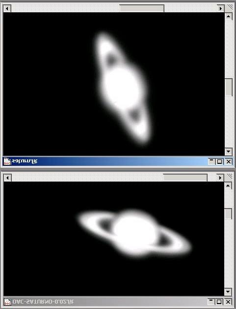 Fig.2 Saturno. E possibile valutare la differenza di seeing tra una notte e l altra.