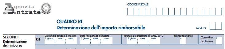 Legge di stabilità 2013 In tale riquadro devono essere indicati i dati relativi al soggetto che ha diritto a chiedere il rimborso: - delle maggiori imposte sui redditi versate - o della maggiore