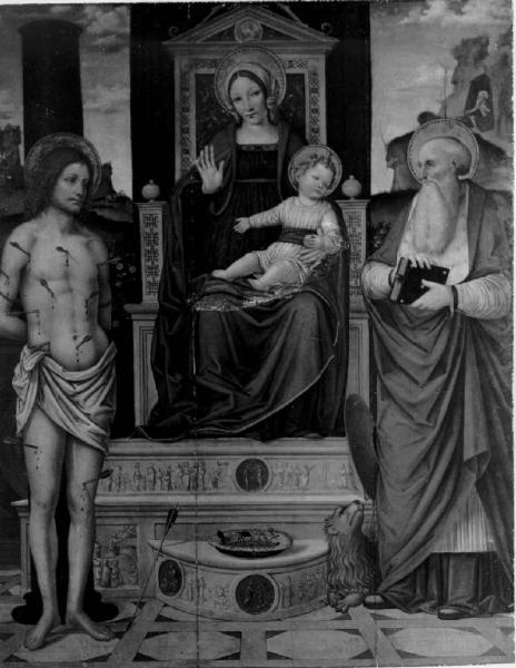 Madonna in trono col Bambino, San Sebastiano e San Girolamo Pittore lombardo Link risorsa: http://www.lombardiabeniculturali.