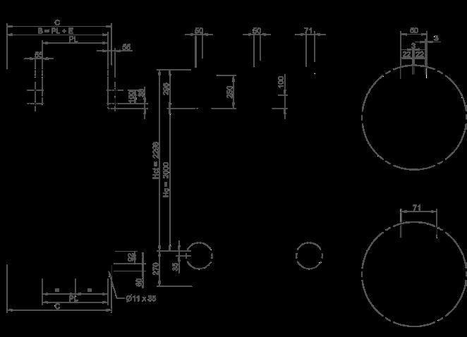 OPERATORE / OPERATOR B= CO + E CO 50 22 22 50 SOSPENSIONE / LANDING DOOR MECHANISM B= CO + E CO 70 260 SB= SP-6 89 SB CH LATO