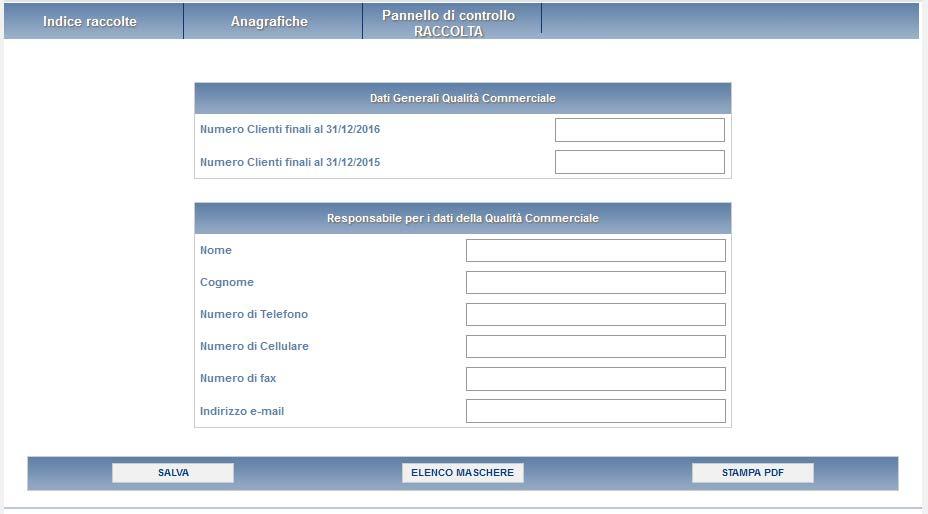 Figura 5.1: Dati generali di qualità commerciale ATTENZIONE: il valore inserito nel campo numero di clienti anno precedente, abiliterà o meno le maschere successive. 5.2 ISO Dichiarazioni La maschera consente l inserimento dei dati relativi alla certificazione ISO 9000 del sistema di distribuzione adottato.