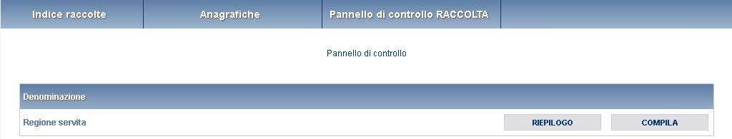 al pannello di controllo (rettangolo verde). Figura 3.1: Pannello di controllo Alla voce Regione servita nel pannello di controllo, sono associati due bottoni: 1.