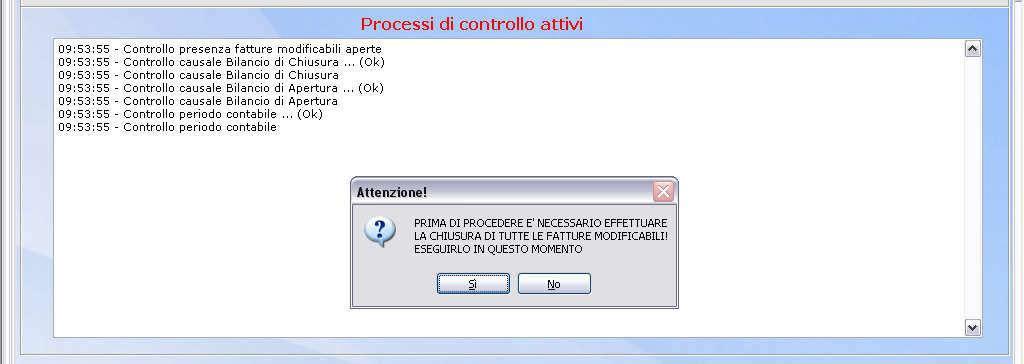 Rispondendo SI, il programma propone la videata per la chiusura delle fatture
