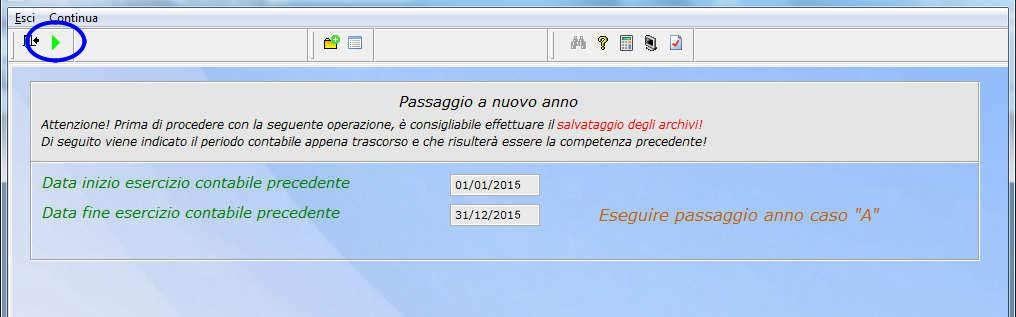 Dopo l elaborazione il programma continua con la richiesta del passaggio anno di contabilità come da videata seguente. Rispondendo NO il programma uscirà dalla procedura.