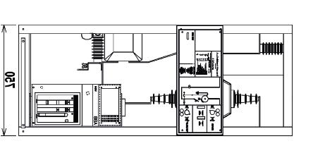 ISF6 type cubicle Incoming or outgoing feeder unit with SRI6Q main switch and MV SF6 or vacuum circuit breaker with side type operating mechanism and cable side earthing switch type ST6.