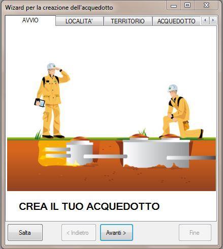 IL WIZARD ACQUEDOTTO Il wizard per la creazione dell acquedotto presenta una serie di schede in sequenza che