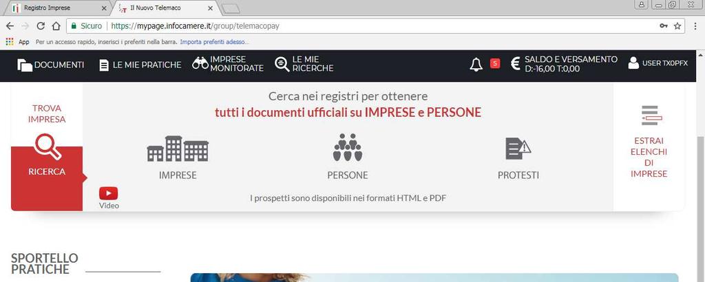 GUIDA PER L INVIO ONLINE I PASSI PER L ATTIVAZIONE DEL SERVIZIO TELEMACO E IL VERSAMENTO DEL BOLLO L'invio telematico delle pratiche di contributo (domanda e rendicontazione finale) non è soggetto a