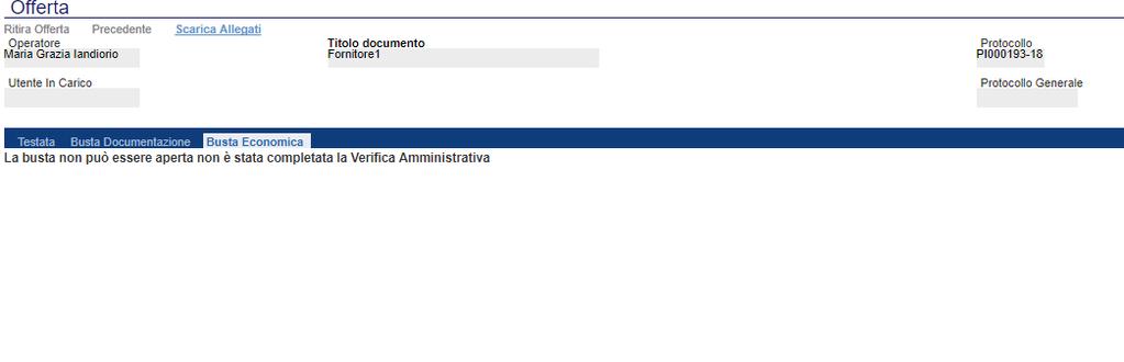 LINEE GUIDA PER GLI ENTI ADERENTI 13 Si specifica che il Sistema controlla anche la corretta sequenza di apertura delle diverse buste (amministrativa, economica) inviate dal fornitore, nonché il