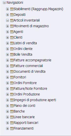 Novità: Navigazione basata su liste e menù contestuali Accesso diretto a dati/funzioni Si naviga tra relazioni del DB Possibilità di relazioni