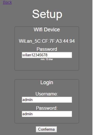 Inoltre è possibile aggiornare il firmware del WiLan 2.0 ed è possibile cambiare le impostazioni di default come la password per l hotspot e le credenziali di accesso alla pagina web.