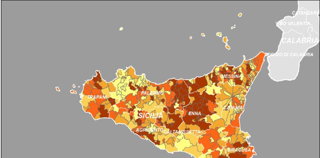 Volontari delle UL delle Istituzioni non profit (Valori per 1.000 abitanti) Provincia v.a. % Per 1.000 ab. Trapani 21.909 9,8 51 Palermo 46.230 20,6 37,2 Messina 31.586 14,1 48,6 Agrigento 18.