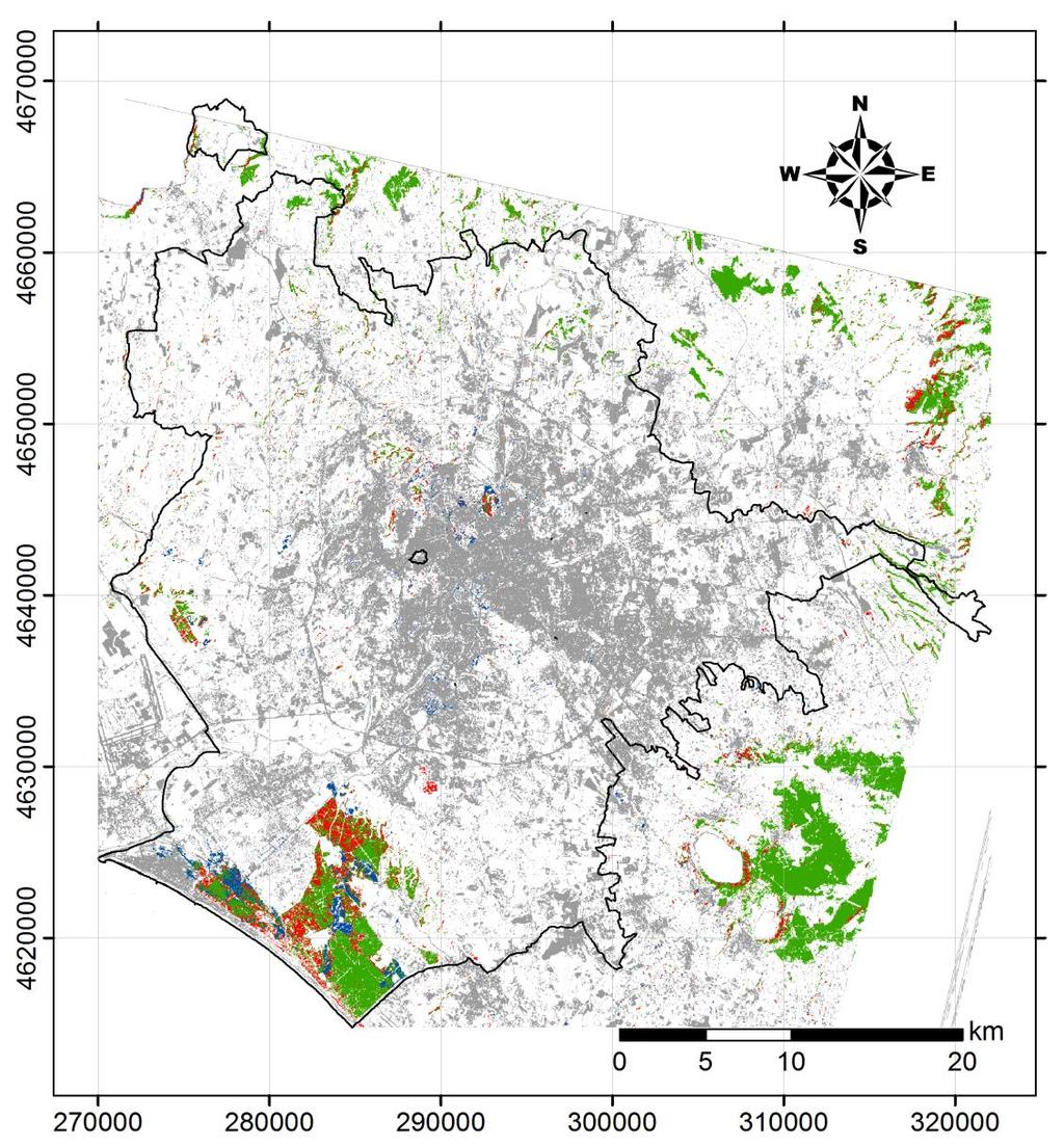 Stima della quantità di O 3 rimossa dalla vegetazione arborea di Roma Per la stima dell assorbimento potenziale di O 3, la vegetazione arborea del comune di Roma è stata divisa in tre categorie, in