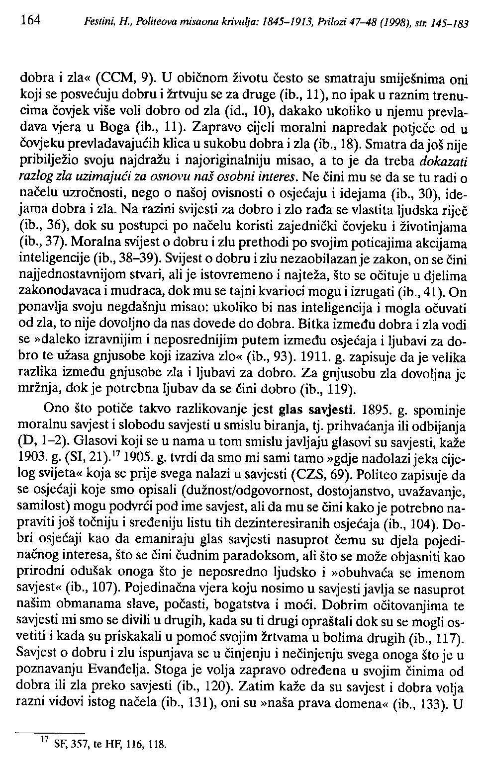 164 Festin~ H., Politeova misaona krivulja: 1845-1913, Pn-lozi 47-48 (1998), SIr. 145-183 dobra i zla«(ccm, 9).