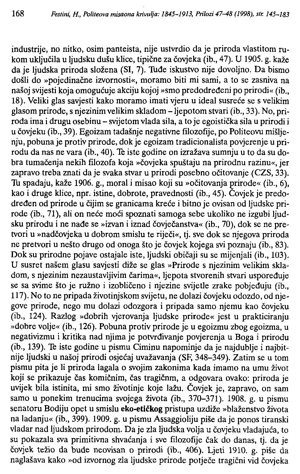 168 Feslin~ H., Polileova misaona krivulja: 1845-1913, Prilozi 47-48 (1998), str.