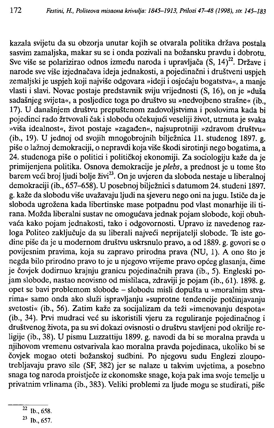 172 Festini, H., Po[iteova misaona krivulja: 1845-1913, Prilozi 47-48 (1998), str.