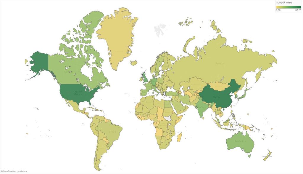 IGP Index INDICE IGPIndex Quest anno la Cina ha scavalcato gli Stati Uniti classificandosi al primo posto con un punteggio di 87,2 seguono gli Stati Uniti (80,7), il Regno Unito (47,0), la Germania