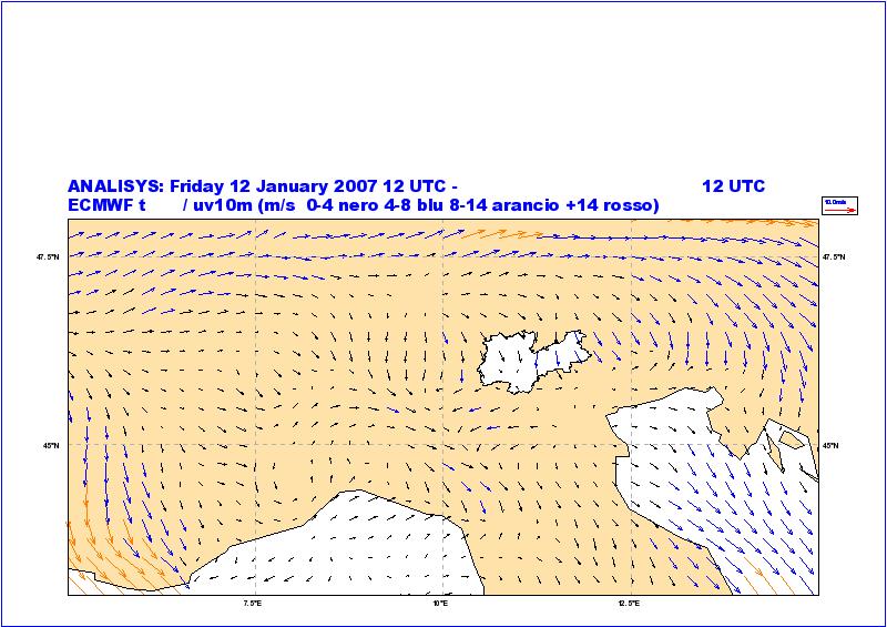 Le carte di analisi del vento ai diversi livelli relative alle ore UTC, confermano quanto già si intuisce dal geopotenziale, ovvero la presenza di un intenso flusso settentrionale che interessa le