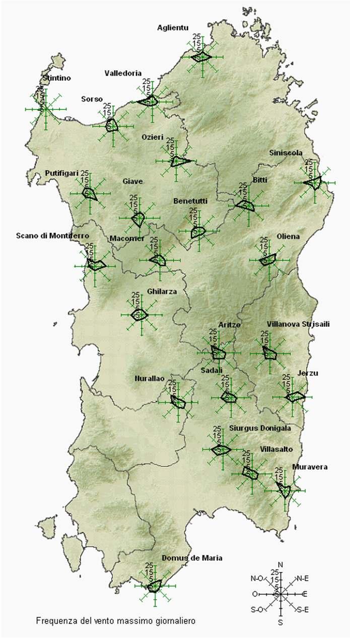 Vento I venti del mese, sia come massime raffiche sia come medie giornaliere, sono stati dominati dal Ponente (Ovest) che in alcune stazioni è arrivato ad essere presente in circa la metà dei giorni